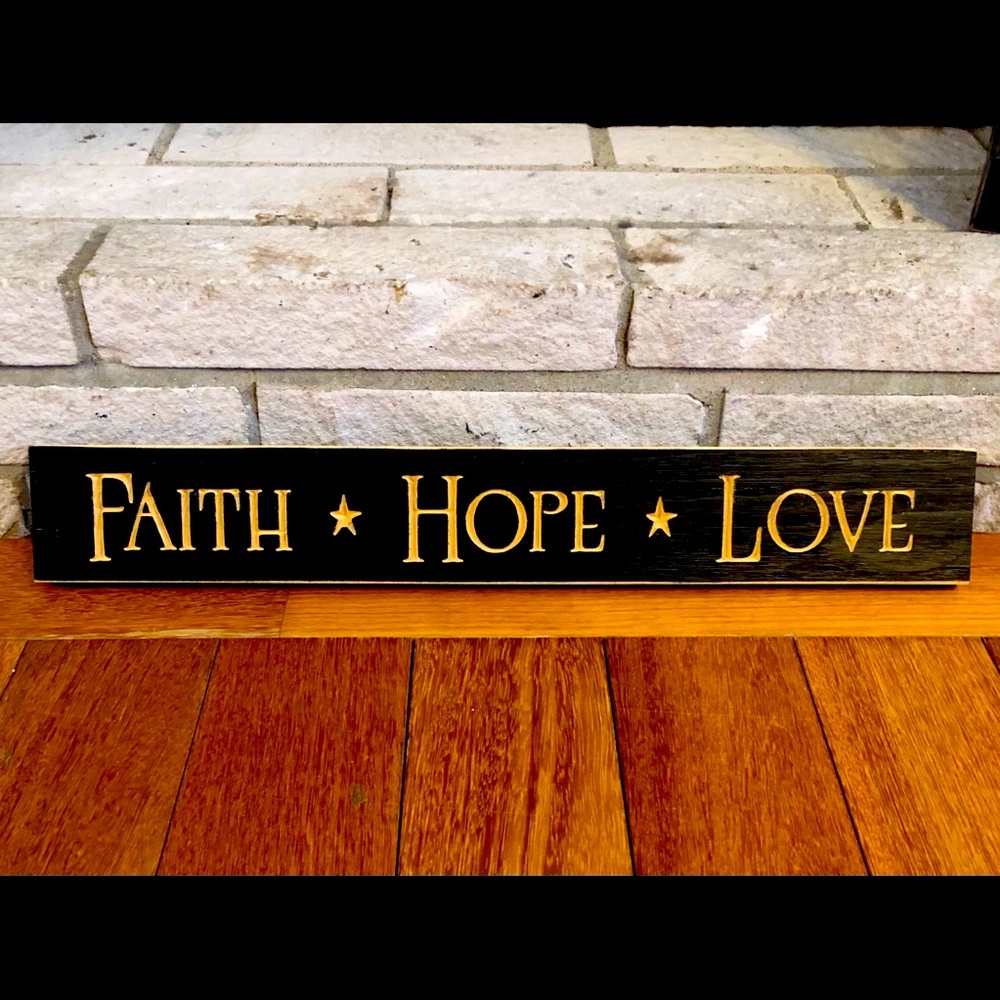 Faith Hope Love wooden decorative sign